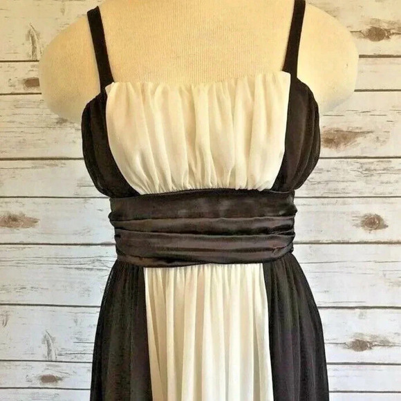 EN FOCUS Women Sleeveless Knee Length Empire Waist Brown Beige Dress Size 4P - Picture 1 of 12
